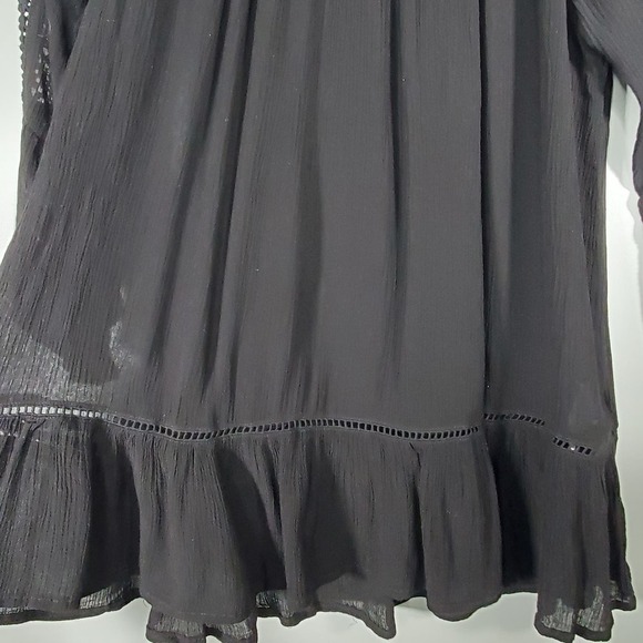Fever Off Shoulder Peasant Top Blouse Black Size Small - Picture 4 of 13